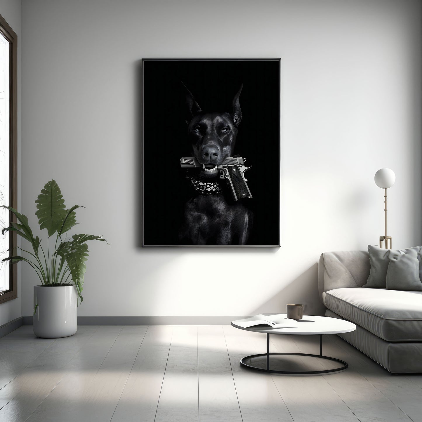 Dog With Grey Gun - Canvas