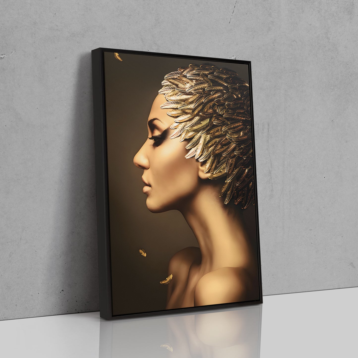 Gold Feather Woman - Canvas