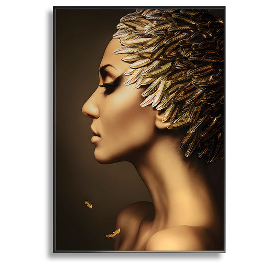 Gold Feather Woman - Canvas