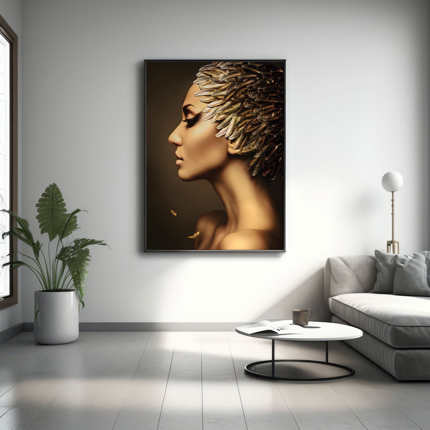 Gold Feather Woman - Canvas